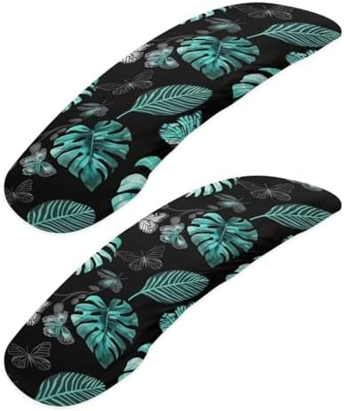 Office Chair-Arm Covers Set of 2, Monstera Leaves Print Office Chair Armrest Covers with Elastic Band, Butterfly Print Stretchy Computer Chair Armrest Covers