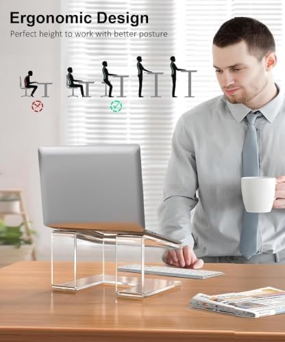 FUCDTEFC Acrylic Laptop Stand for Desk, Laptop Riser for 10-17.3 Inch Laptops, Ergonomic Computer Stand Holder Compatible with Macbooks and Notebooks