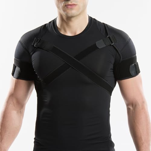 Kuangmi Double Shoulder Support Brace Strap Wrap Neoprene Protector,S