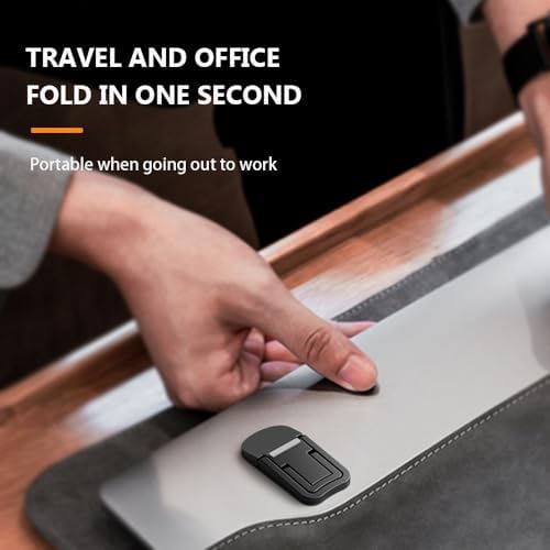 2PCS Metal Mini Foldable Laptop Stand, Portable Computer Keyboard Riser with 2 Adjustable Angles, Self-Adhesive Invisible Notebook Stand and Keyboard Lift for Desk (Silver)