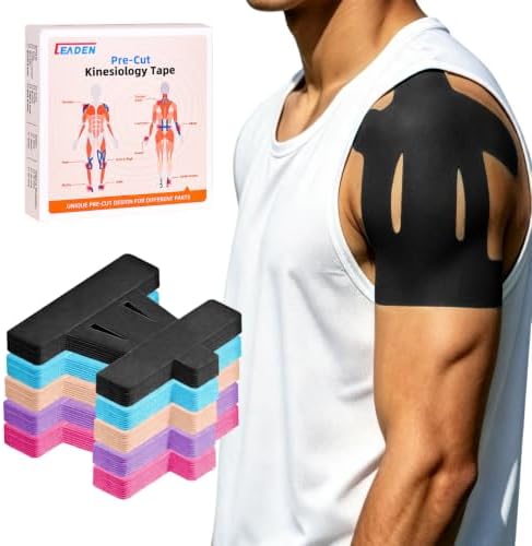 Precut Kinesiology Tape for Shoulder, 20 Pcs, Black