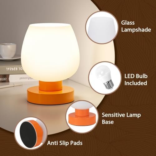 Seealle Small Touch Table Lamp for Nightstand, 3 Way Dimmable Bedside Lamp