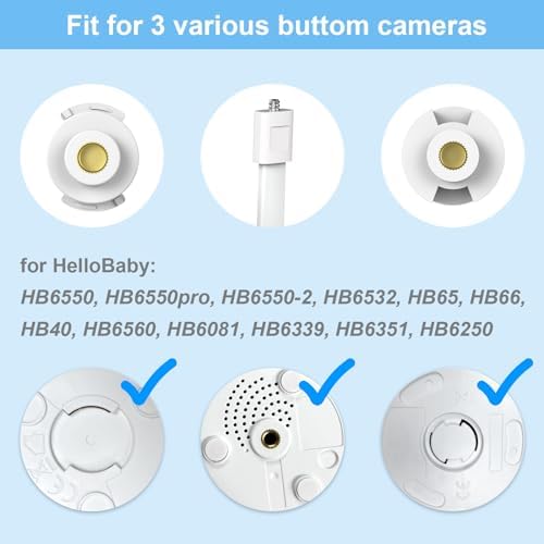 HelloBaby Baby Monitor Mount for HB6550/ Pro/ HB6550Plus/ HB6560/ HB65/ HB6240/ HB6339/ HB6351, 20 Inch Flexible Arm Bracket, Sturdy Camera Holder Attaches to Crib Cot Shelves, No Tools or Wall Damage
