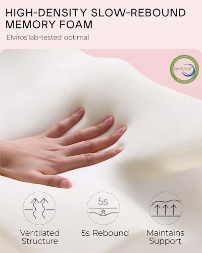 Elviros Cervical Memory Foam Pillows for Neck Pain Relief,Medium Firm