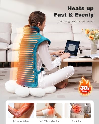 Premium Heating Pad for Neck, Shoulders and Back Pain Relief, 2.5lb Weighted Large 24"x33" Wearable Electric Heating Pad, Fast Heating, ETL Certified, Gift for Women and Men, Ideal for Mom & Dad