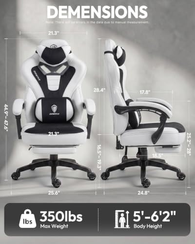 Dowinx Big and Tall Gaming Chair for Adults with Footrest, Massage Lumbar