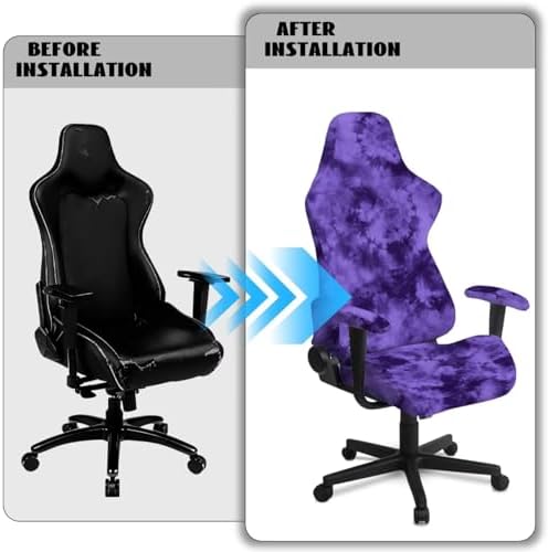 Tie Dye Print Gaming Chair Cover with Armrest Covers Non Slip Anti Scratch Furniture Protector Stretchable Stain Resistant Gamer Chair Slipcover