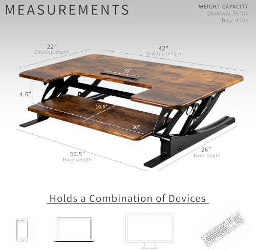 VIVO Rustic Vintage Brown 42 in Standing Desk Converter, DESK-V000VLN