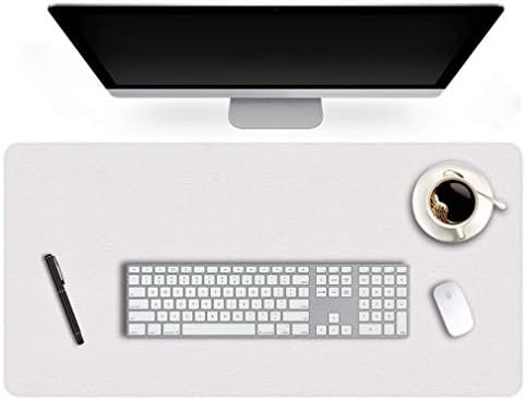 17 X 36 Inch Office Desk Pad Table Protector on Top of Desks PU Leather Desk Blotter Laptop Computer Gaming Under Keyboard Mouse Pad Waterproof Writing Mat Desktop Cover for Women Men Kids Girls White