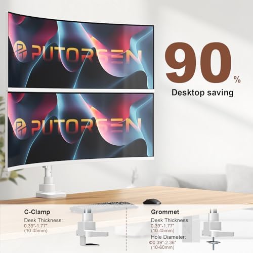 Heavy Duty Dual Monitor Arm for 17-49" Screens, Vertical Stack, 44lbs
