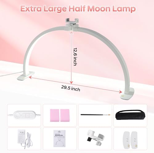 SHIVARA Nail Light for Desk, 29" Half Moon Light for Nail Desk, White
