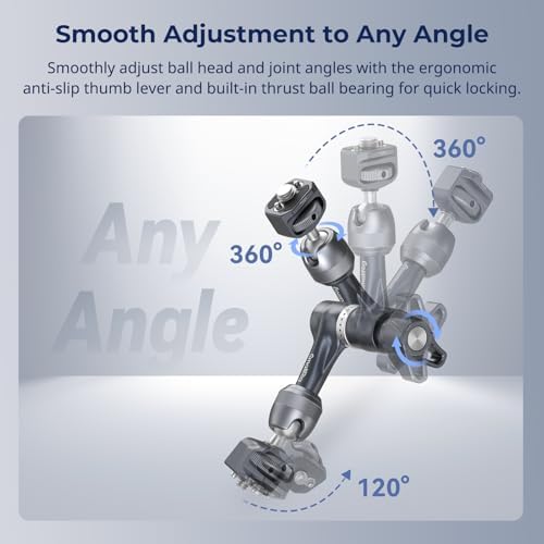 SMALLRIG 7" Rosette Magic Arm, Camera Monitor Mount, Articulating Arm with 1/4"-20 and 3/8"-16 Locating Screw for ARRI, Max Load Capacity 3.5kg Friction Arm, for Cameras, Monitors, LED Lights
