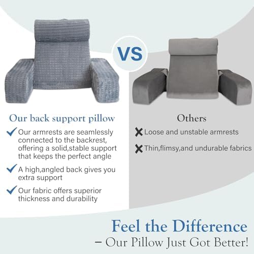Reading Pillow for Bed Sitting Up with Large Pockets,Modern Style