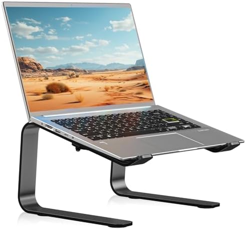suptek Aluminum Laptop Stand,Ergonomic Detachable Computer Laptop Stand for Desk, Metal Computer Riser, Notebook Riser Heavy Stable PC Holder for 10-16" Laptops Notebook Computer, Black