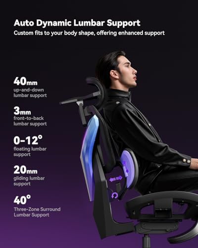AutoFull G7 RGB Ergonomic Gaming Chair, IGR Certified Mesh Chair with 3-Zone Lumbar Support, 22-Point Adjustment, 720° Armrests & LED Back Armor