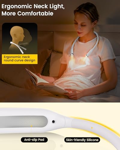 Glocusent Neck Book Light, Rechargeable Neck Lights for Crafts Reading