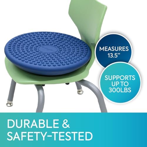Bouncyband Balance Cushion Sensory Seat, Blue – Portable Sensory Cushion Promotes Active Learning and Improves Focus in the Classroom or at Home – 13.5” Cushion Seat Supports Up To 300lbs
