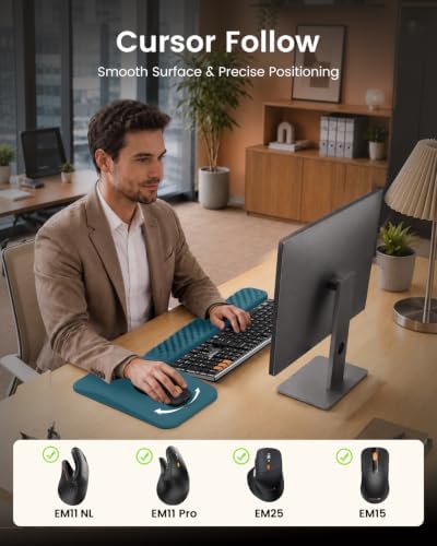 ProtoArc KMP50 Ergonomic Mouse Pad with Wrist Rest, Lycra Surface, Blue