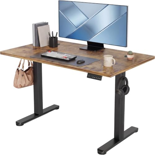 Claiks Electric Standing Desk, 48x24 Inch, Rustic Brown