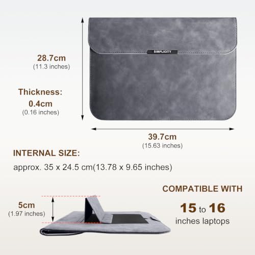 15-16 Inch Laptop Sleeve Case for MacBook Air 15/Pro 16/15 - Grey