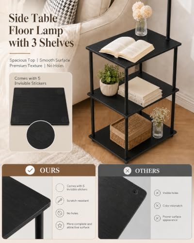 GERGO Floor Lamp with Table, Side Table for Living Room, 3 CCT 9W LED Bulb