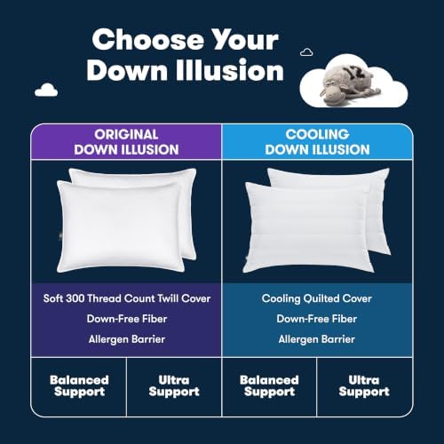 Serta Down Illusion Medium/Firm Cooling Bed Pillows, King (2 Pack)