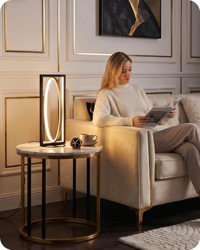 Modern LED Table Lamp, Dimmable Minimalist Bedside Lamp, 3 Color Temperatures, Angle Adjustable, Cute Desk Lamp, Nightstand Lamp for Living Room, Bedroom, Office, Black and Gold D62TL05