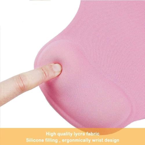 Office Mousepad with Gel Wrist Support - Ergonomic Gaming Desktop Mouse Pad Wrist Rest - Design Gamepad Mat Rubber Base for Laptop Computer -Silicone Non-Slip Special-Textured Surface (06RoseRed)
