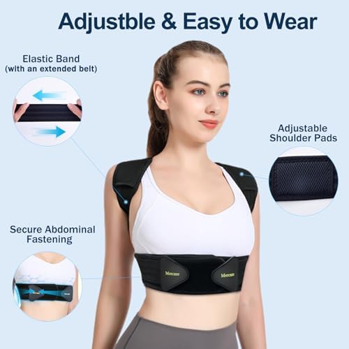 Professional Posture Corrector for Men & Women, Maximum Support Back Brace, Adjustable & Rigid for Upper Back Pain, Shoulder Relief, Spine Alignment, Stops Slouching, Extra Large(39-50 in)