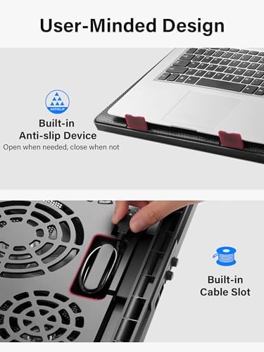 Kootek Laptop Cooling Pad Cooler Stand with 5 Quiet Fans for 12"-17" Laptop