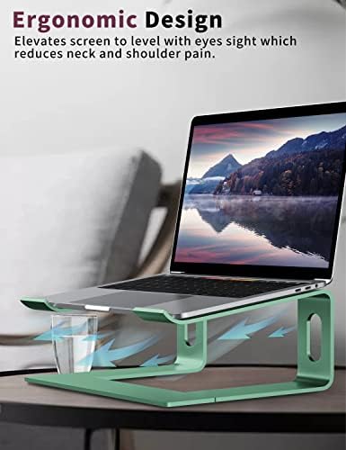ALASHI Ergonomic Laptop Stand, Aluminum Desk Riser, 10-15.6", Light Green