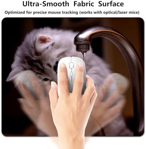 9.5x7.9 Inch Office/Gaming Mouse Pad, Curious Kitten Playing with a Dripping Faucet Lovely Cat Pet Funny Scene, Cute Anti-Slip Mat for Desk Decor