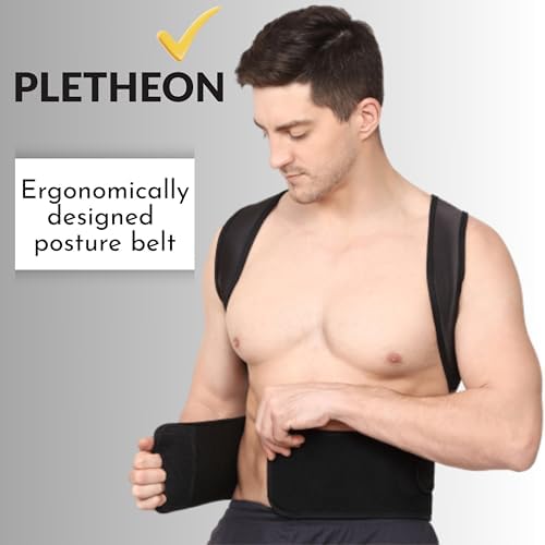 Posture Corrector for Men & Women | Adjustable Upper Back & Shoulder Support Brace for Posture Alignment, Neck & Back Support | Lightweight & Comfortable Daily Wear (Black)