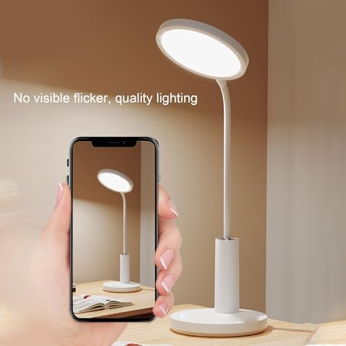 Eye Protection 350lm Stepless Dimming Desk Lamp, ABS Lamp with Stable Base 45Min Timer 60s Delay for Home Work Study Bedroom Bedside CY-8628