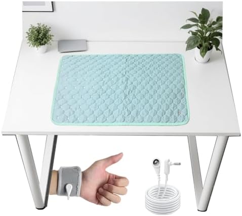 Conductive Metal Fabric Grounding Mat Set with Grounding Wristband and 15ft Cord for Bed/Desk/Floor/Feet - Machine Washable, Healthy Material to Improve Sleep and Wellness