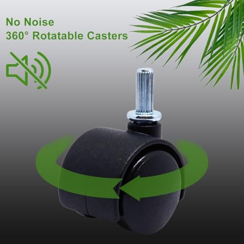 Plastic Caster Wheels 1 Inch, M6 Straight-Grained Rod Swivel Casters Set of 4, Black Nylon Replacement Casters Wheels for Furniture Table Cabinet Office Chair