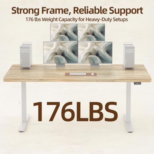 TIQLAB 71 * 30 Extra Deep Standing Desk, Long Electric Adjustable, Maple