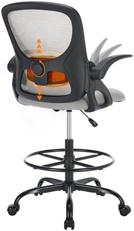 LukkDys Drafting Chair with Arms, Tall Office Chair for Standing Desks