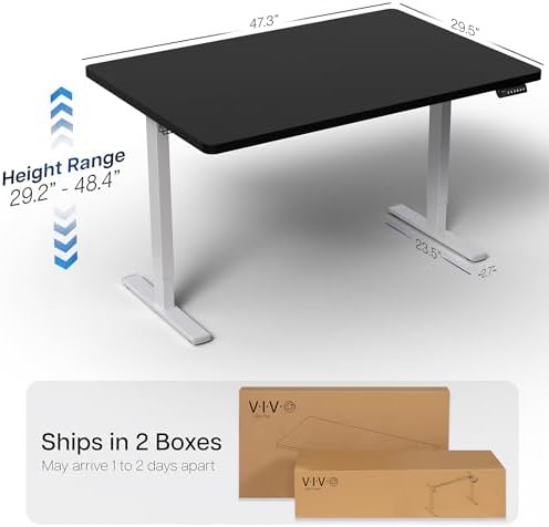 VIVO Black 48 x 30 in Standing Desk, DESK-KIT-1G5B