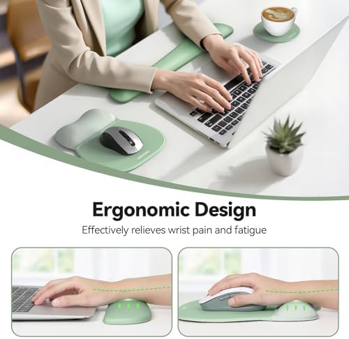 TECKNET Gel Ergonomic Mouse Pad & Keyboard Wrist Rest & Coaster