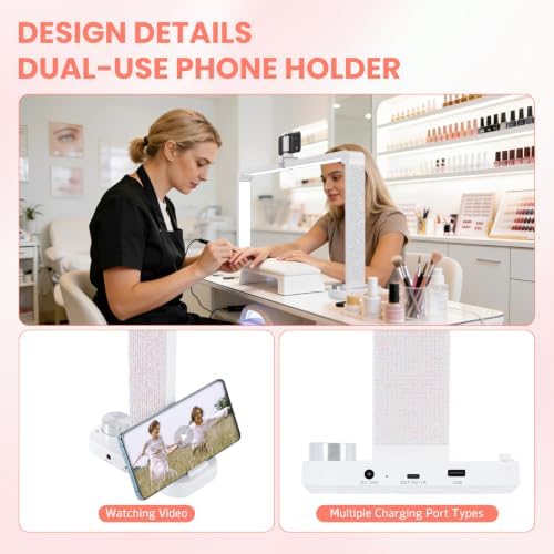 Half Moon Light for Nail Desk, Nail Lamp for Desk, White Diamonds