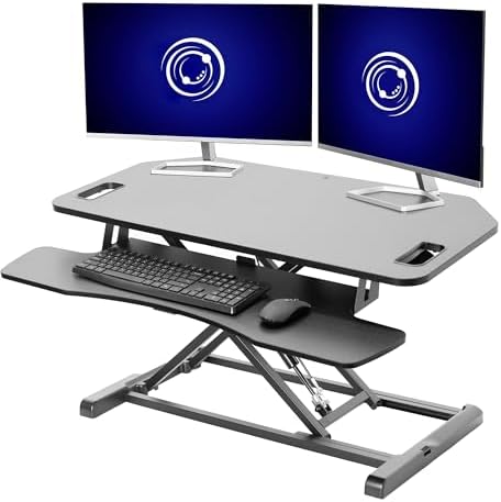 VIVO Black 38 in Corner Standing Desk Converter, DESK-V000KL