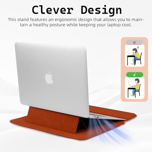 15-16 Inch Laptop Sleeve Case with Stand Feature, Matte PU Leather