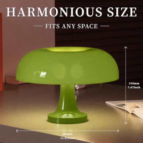 Modern Decorative Table Lamp, Mushroom Cap Design, USB Powered, 3 Lighting Modes, Dimmable, for Bedroom, Living Room Decor, Polished Plastic, Push Button Control, Adjustable Brightness - Green