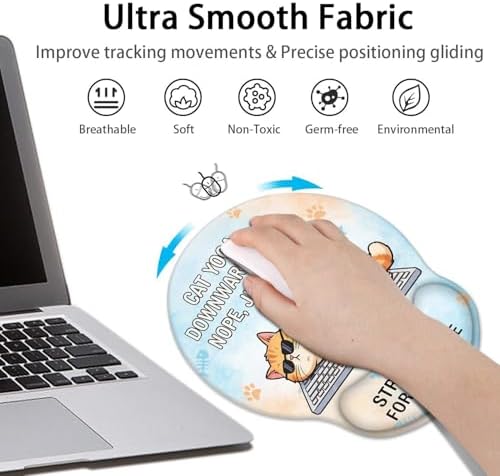 Britimes Ergonomic Mouse Pad with Wrist Support, Cat Cartoon