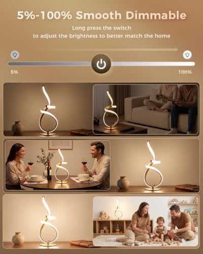 Modern Spiral Table Lamp, 3D LED Touch Control Cool Desk Lamp