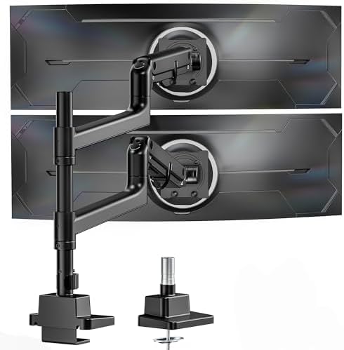 monTEK Dual Monitor Arm, Vertical Stackable 17-57", Heavy Duty，Black