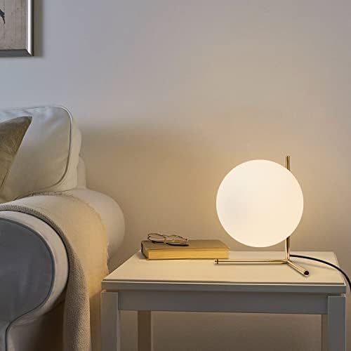 BOKT Gold Table Lamp Bedroom Bedside Glass Ball Reading Nightstand Lamp
