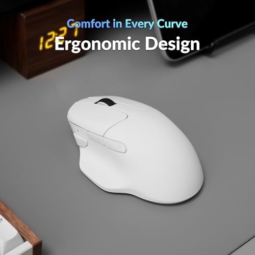Keychron M7 8K Wireless Mouse, 30K DPI, 2.4 GHz/Bluetooth/Wired, 66g, White