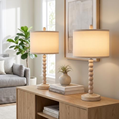 LALISU Farmhouse Table Lamp Cordless Touch Dimmable Bedside Lamps